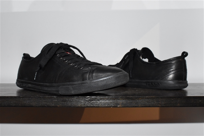 Black Leather Prada Sneaker, size 9