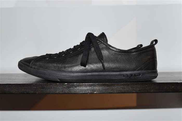Black Leather Prada Sneaker, size 9