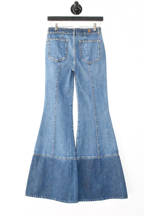 Faded Denim Alexander McQueen Flare-Leg Jeans, size 24