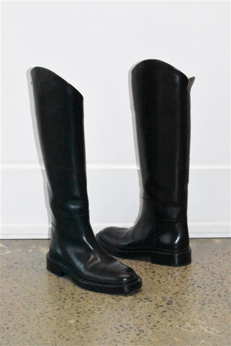 Black Leather Jil Sander Tall Boots, size 6