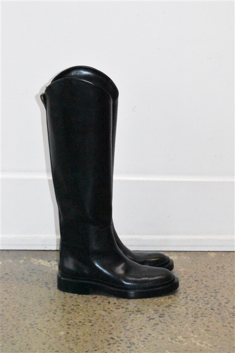 Black Leather Jil Sander Tall Boots, size 6