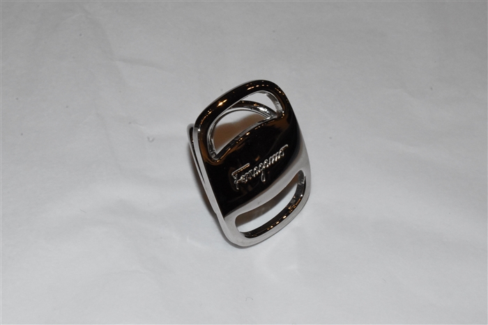 Silver Salvatore Ferragamo Scarf Ring, size O/S