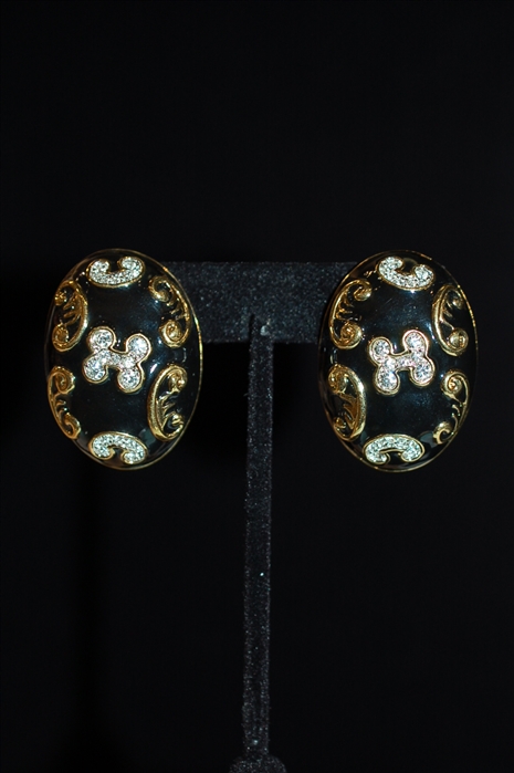 Shiny Black Nina Ricci Earrings, size O/S