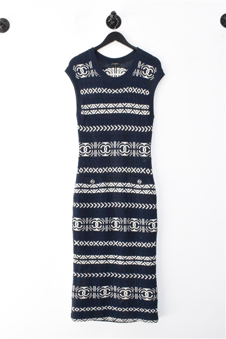 Navy & White Chanel Maxi Dress, size 8