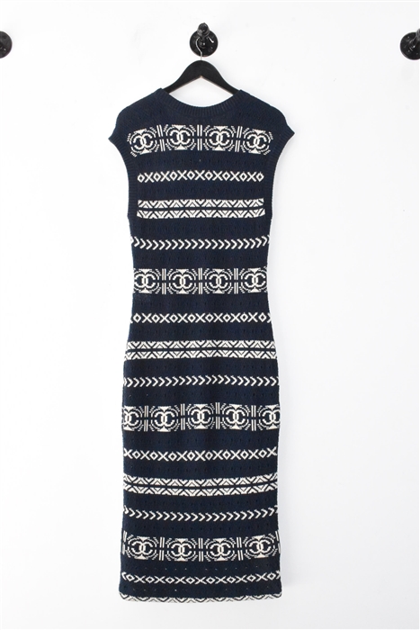 Navy & White Chanel Maxi Dress, size 8