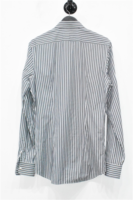 White Stripe Prada Button Shirt, size L