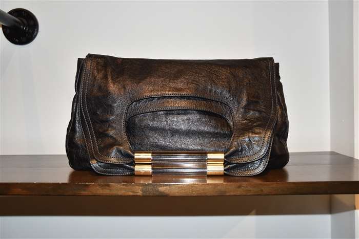 Black Leather Chloe Clutch, size L