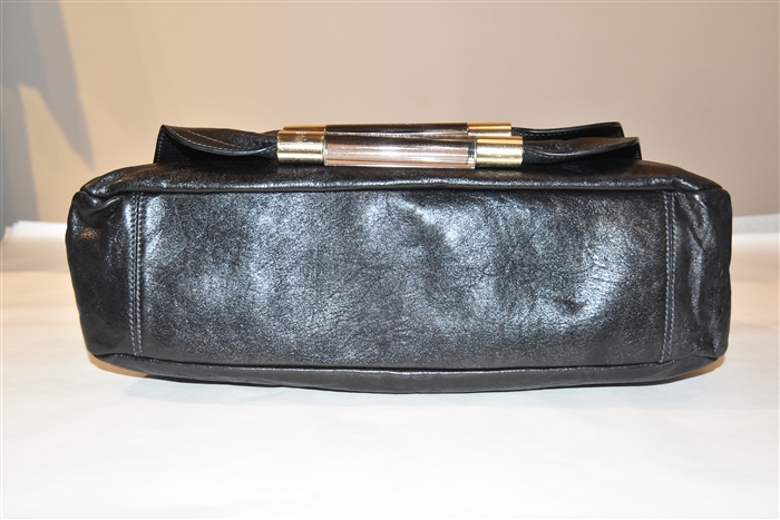 Black Leather Chloe Clutch, size L