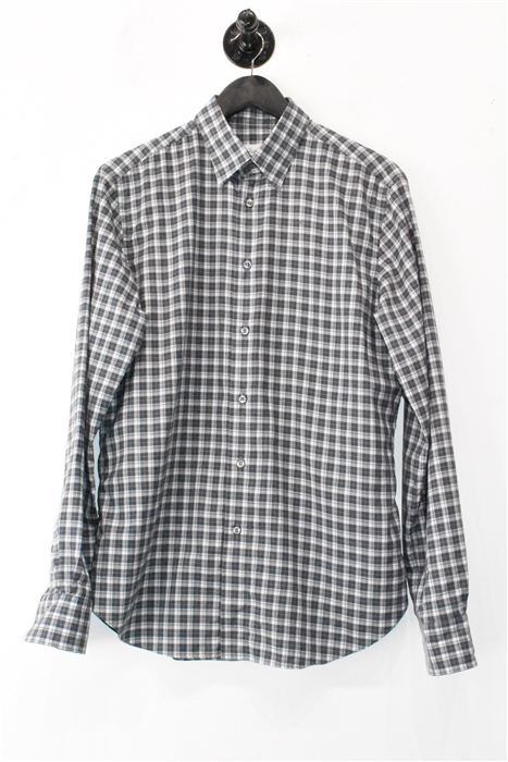 Gray Check Brioni Button Shirt, size M