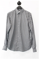 Gray Check Brioni Button Shirt, size M