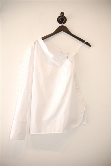 Bright White Helmut Lang One-Sleeve Top, size XS