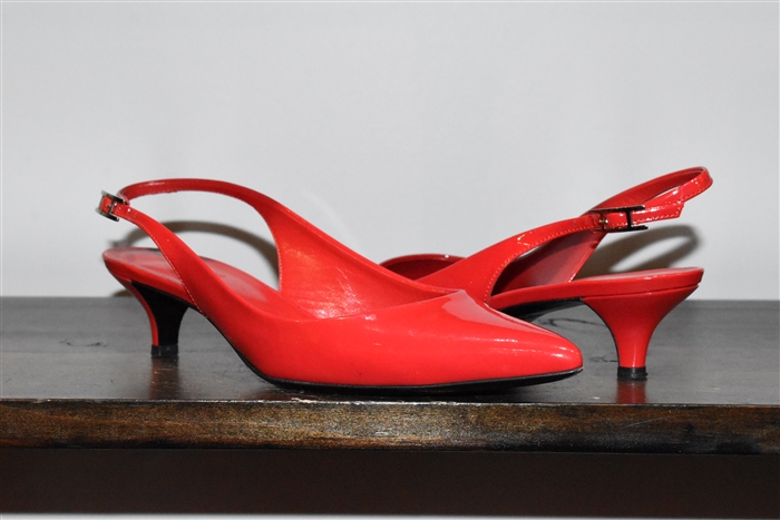 Red Patent Hermes Sling-Back, size 6