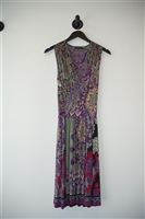 Multi-Pattern Etro Faux-Wrap Dress, size 8