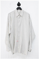 White Stripe Gianni Versace - Vintage Silk Shirt, size XL