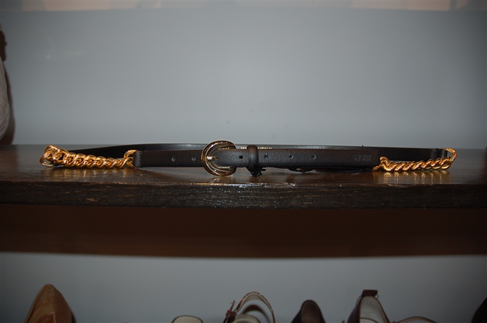 Black Leather Seventy Belt, size S