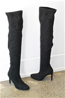 Sparkly Black Giuseppe Zanotti Over-the-Knee Boots, size 7