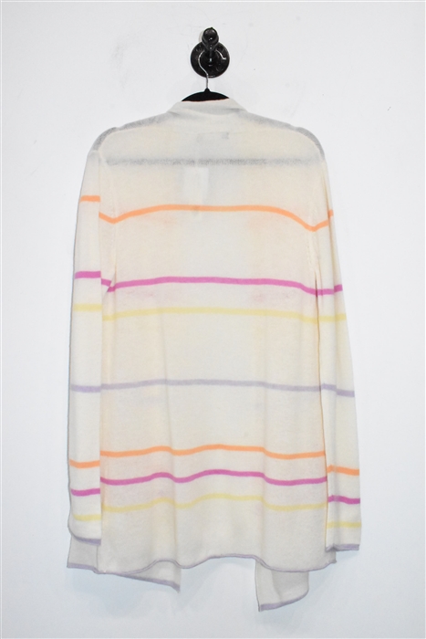 Cream Stripe In Cashmere Long Cardigan, size M