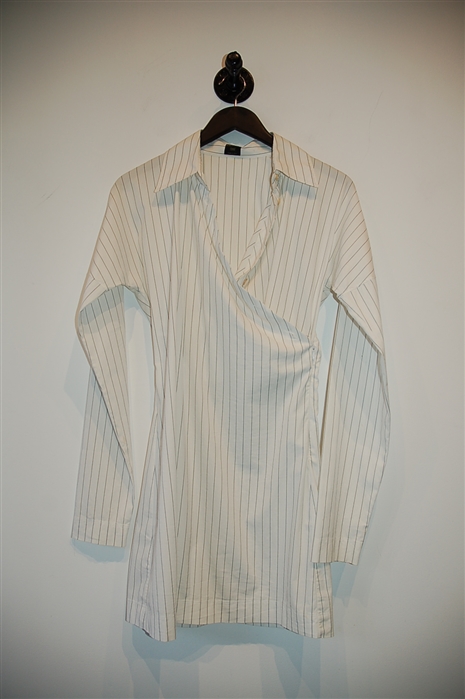 White Stripe Jean Paul Gaultier Shirt Dress, size S