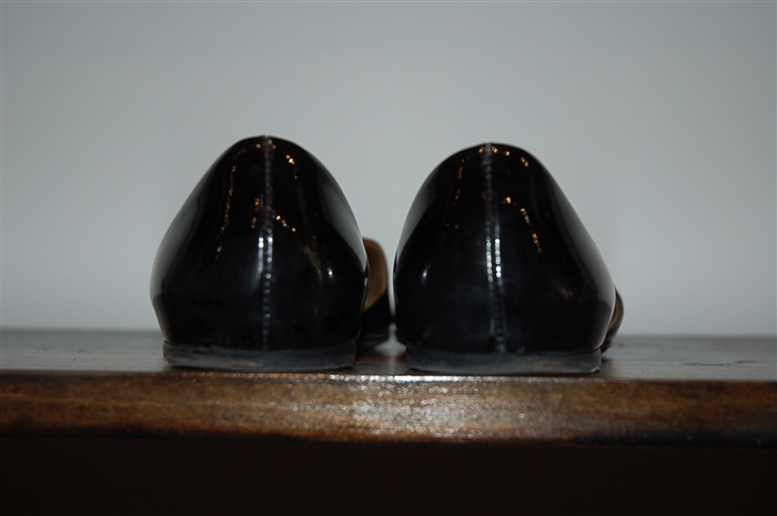 Black Patent Prada Flats, size 8