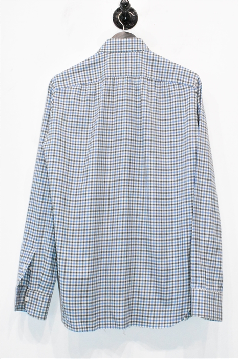 Blue Check Isaia Button Shirt, size S