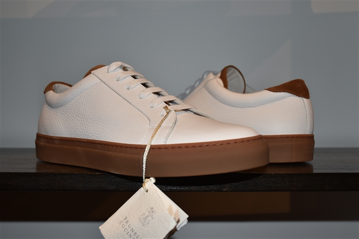 White Leather Brunello Cucinelli Sneaker, size 12.5