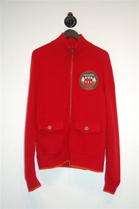 Bright Red Iceberg Zippered Sweater, size L