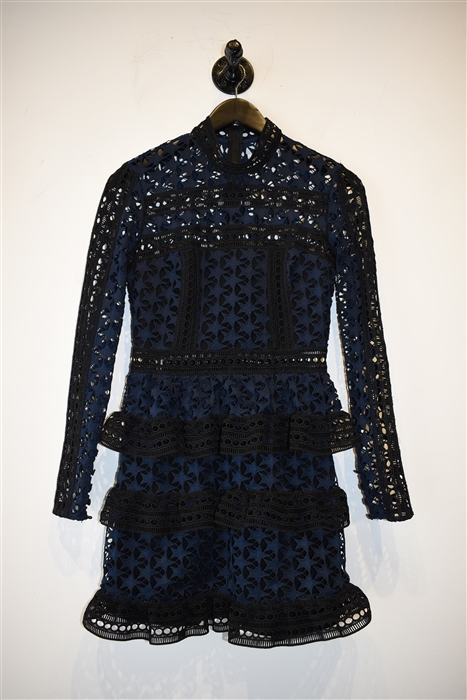 Navy & Black Self Portrait Fit & Flare Dress, size 4