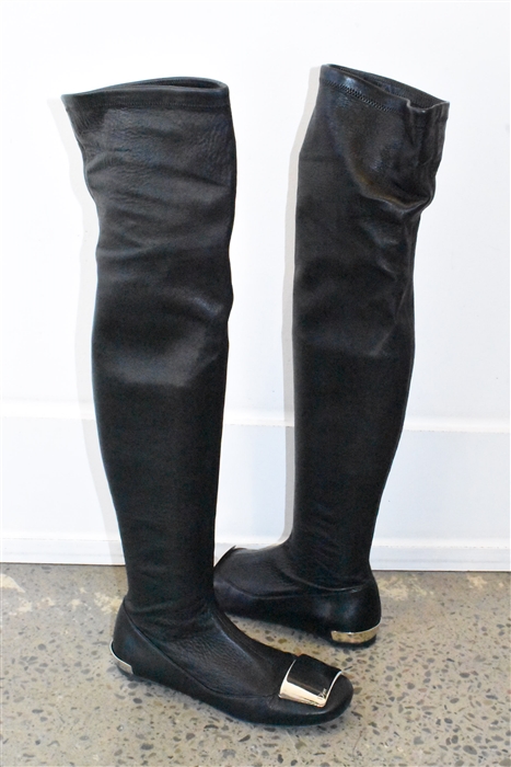 Black Leather Dior Over-the-Knee Boots, size 7