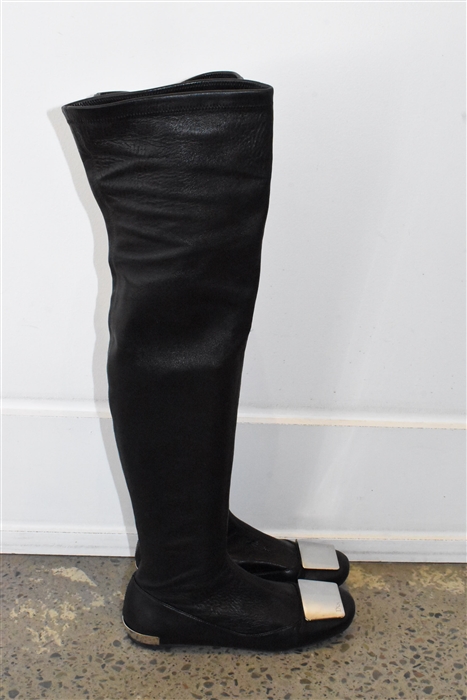 Black Leather Dior Over-the-Knee Boots, size 7