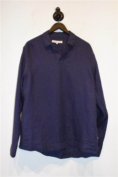 Dark Plum Orlebar Brown Pullover Shirt, size L