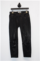 Black Leather Frame Leather Trousers, size XS