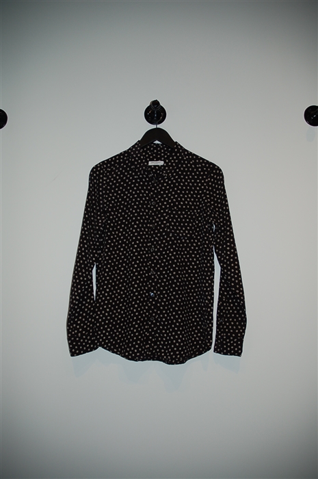 Black & Cream Equipment Button Shirt, size S