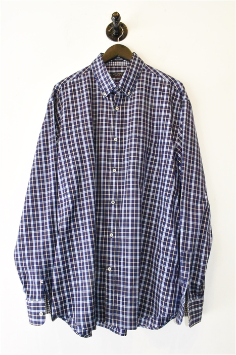 Navy Check Paul & Shark Button Shirt, size XL