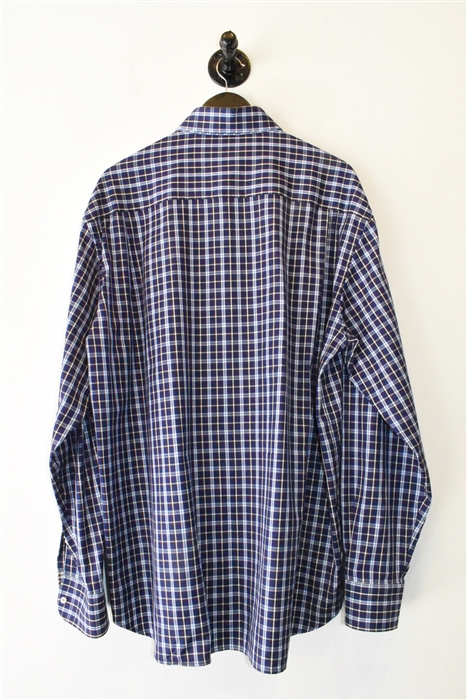 Navy Check Paul & Shark Button Shirt, size XL
