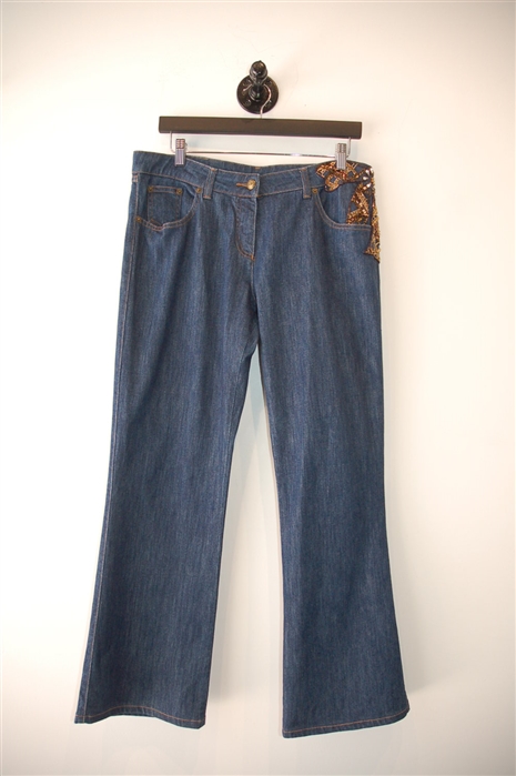 Dark Denim Valentino Boot-Cut Jean, size 32