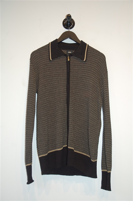 Black & Cream Versace Jeans Couture Zippered Sweater, size XL