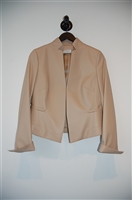 Soft Beige Akris - Punto Leather Jacket, size 8