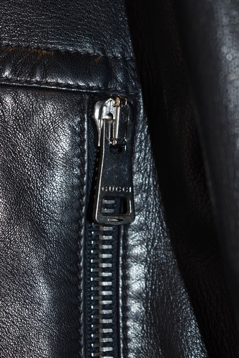 Navy Gucci Leather Jacket, size M