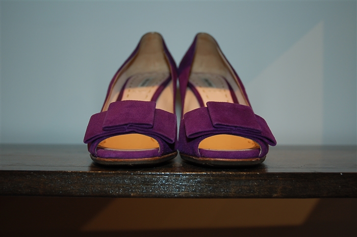 Midnight Purple Miu Miu Open-Toe Heels, size 8