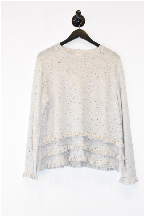 Flecked Gray Cinq a Sept Cashmere Sweater, size M