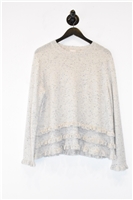 Flecked Gray Cinq a Sept Cashmere Sweater, size M