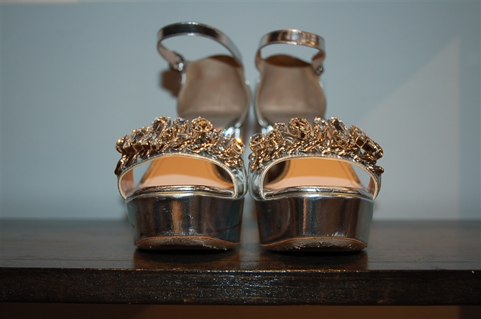 Metallic Silver Miu Miu Platform Sandals, size 6.5