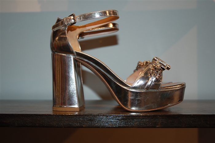 Metallic Silver Miu Miu Platform Sandals, size 6.5