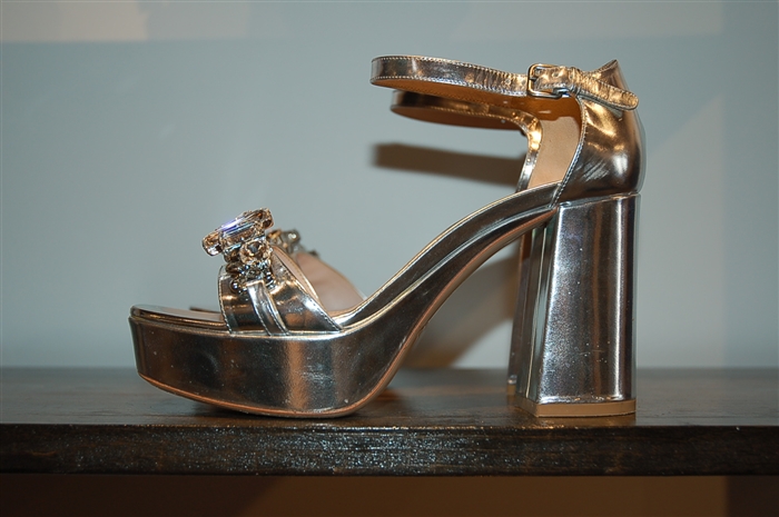 Metallic Silver Miu Miu Platform Sandals, size 6.5