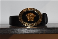 Black Leather Versace Belt, size XL