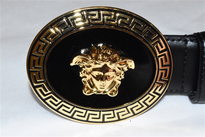 Black Leather Versace Belt, size XL