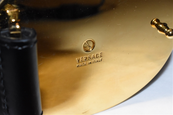 Black Leather Versace Belt, size XL