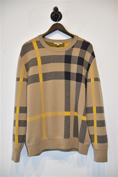 Beige Check Burberry Pullover, size L
