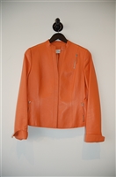 Bright Orange Akris - Punto Leather Jacket, size 8