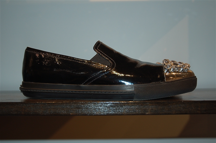 Black Patent Miu Miu Slip-On Sneaker, size 8